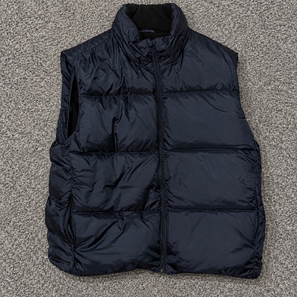 Vintage Gap Down Puffer Vest Mens XL Navy Blue Y2K Ripstop Hooded 2002 327148